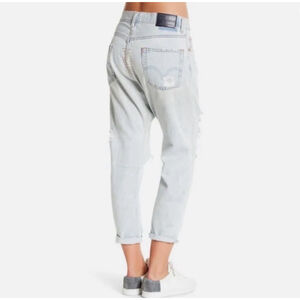 One Teaspoon Womens Size 26 Bandit Light Wash Raw Hem Straight Leg Jeans Casual